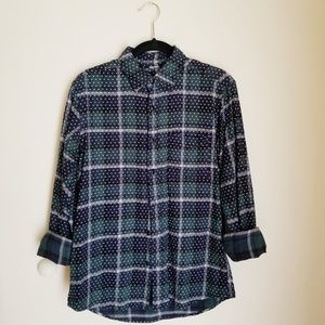Mickey Mouse Patterned Blue & Green Plaid Flannel